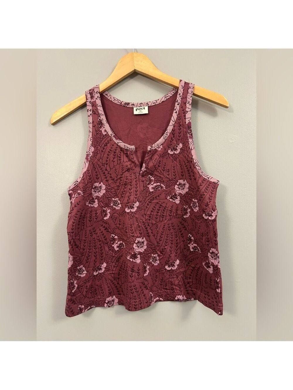 Pact Purple Floral XS Tank Top Organic Cotton